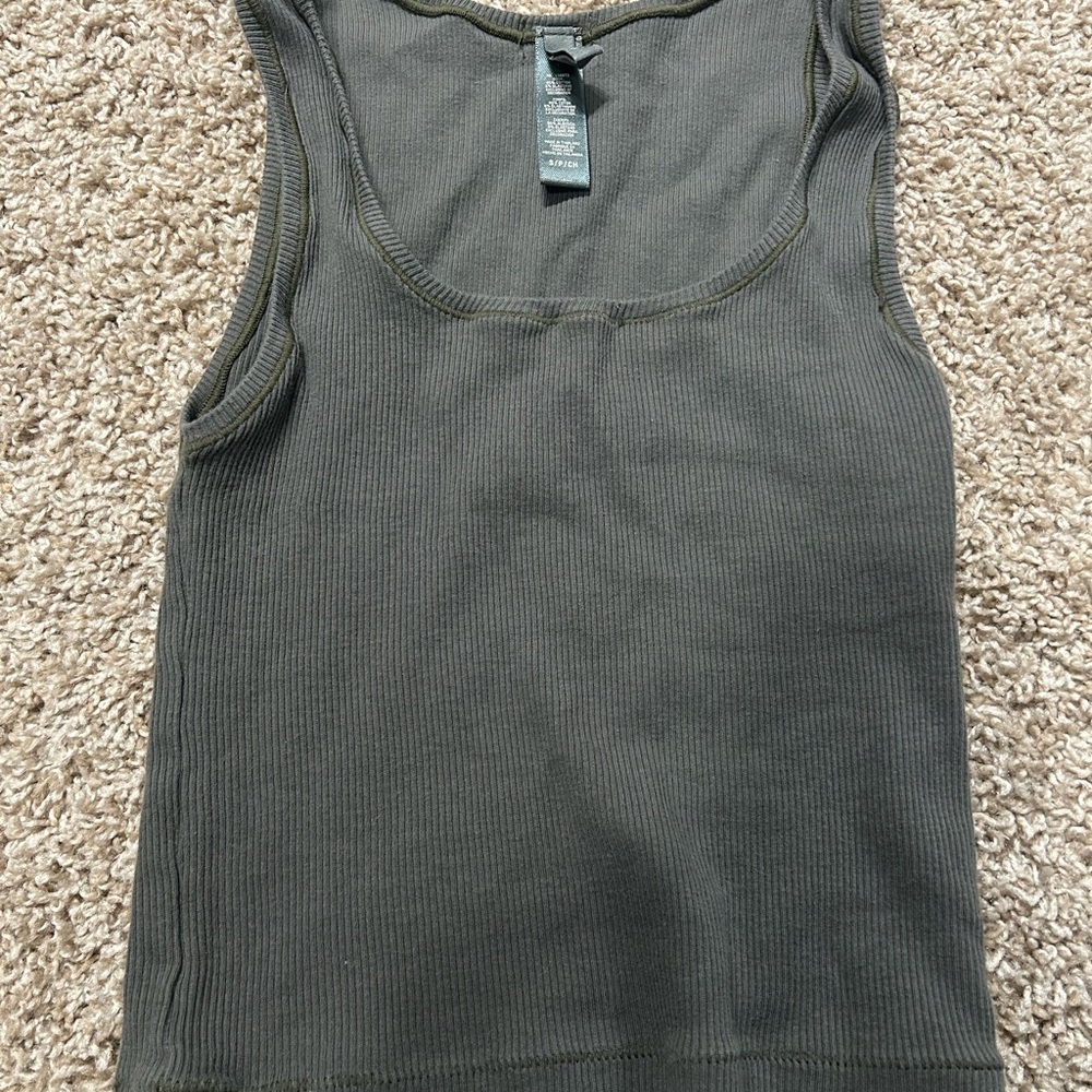 SKIMS Olive Ribbed Tank Top